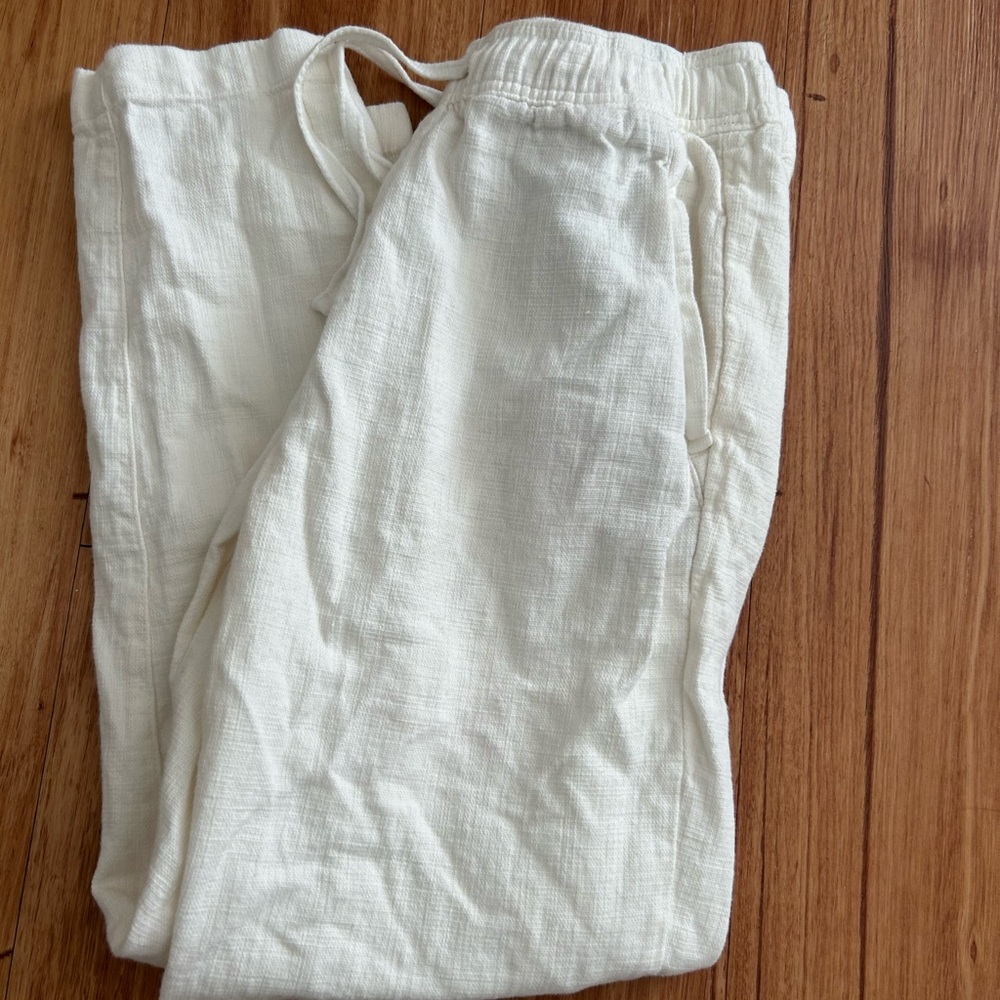 Zara Women’s Cream Cotton Linen Style Pants